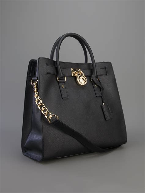 michael kors hamilton large logo tote black|michael kors hamilton large satchel.